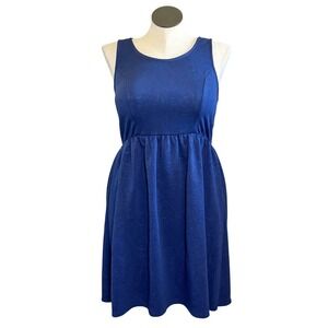 Forever 21+ Women XL Royal Blue Paisley Textured Jacquard Fit Flare Skater Dress